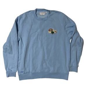 Lacoste Made In France Light Blue Pop Art Crocodile Sweatshirt / XL